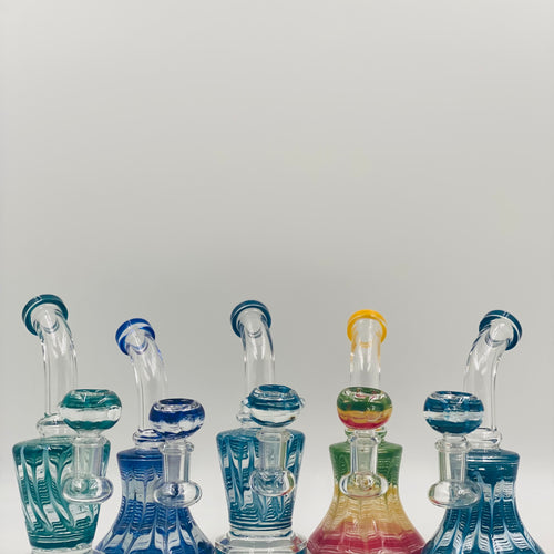 6 INCH GLASS WATER PIPE WITH UPSIDE DOWN COLOR PATTERNS